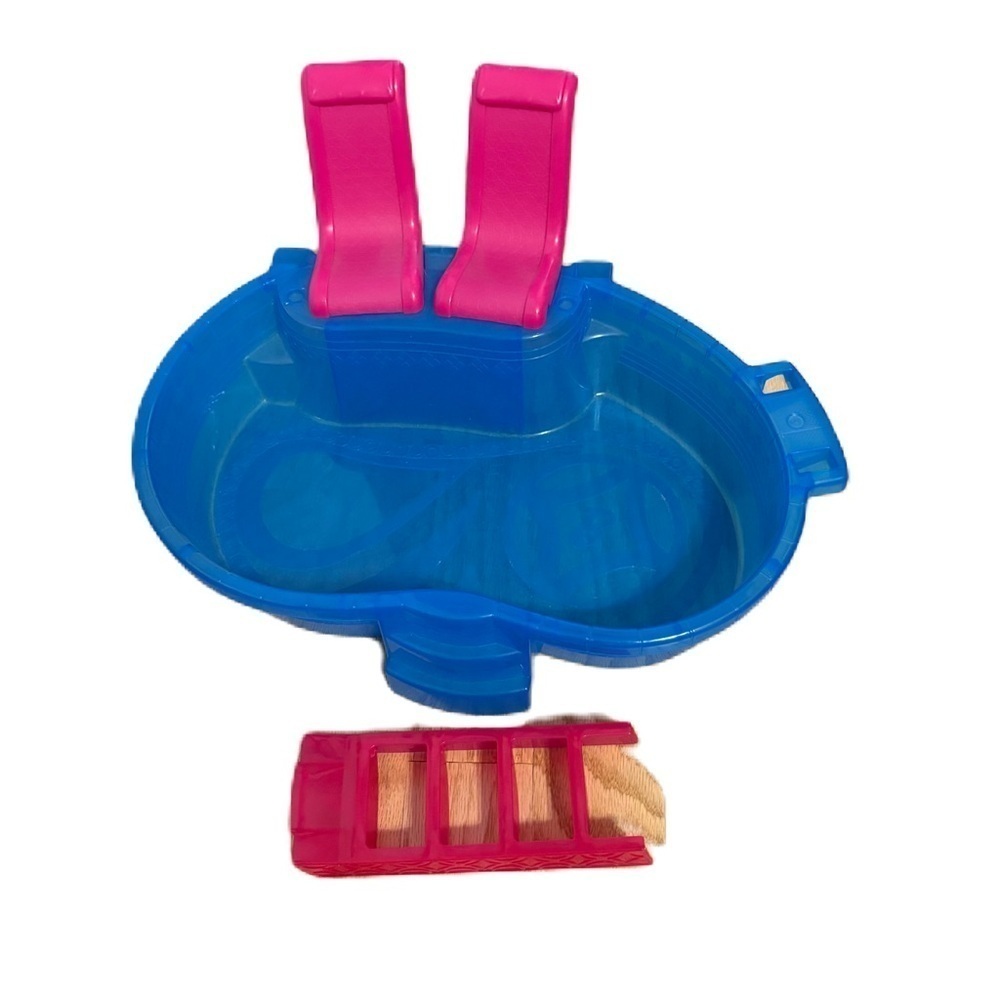 Barbie Glam Pool W/ Chairs Pink Blue Doll Accessories